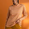 Gestreiftes Stehkragenshirt aus Bio-Baumwolle