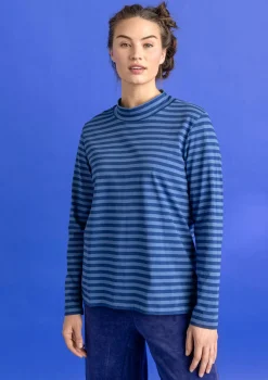 Gestreiftes Stehkragenshirt aus Bio-Baumwolle