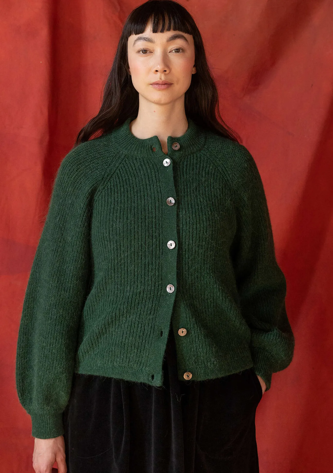 Strickjacke „Vinternatt“ aus Bio- und Recycling-Baumwolle/Alpakawollgemisch