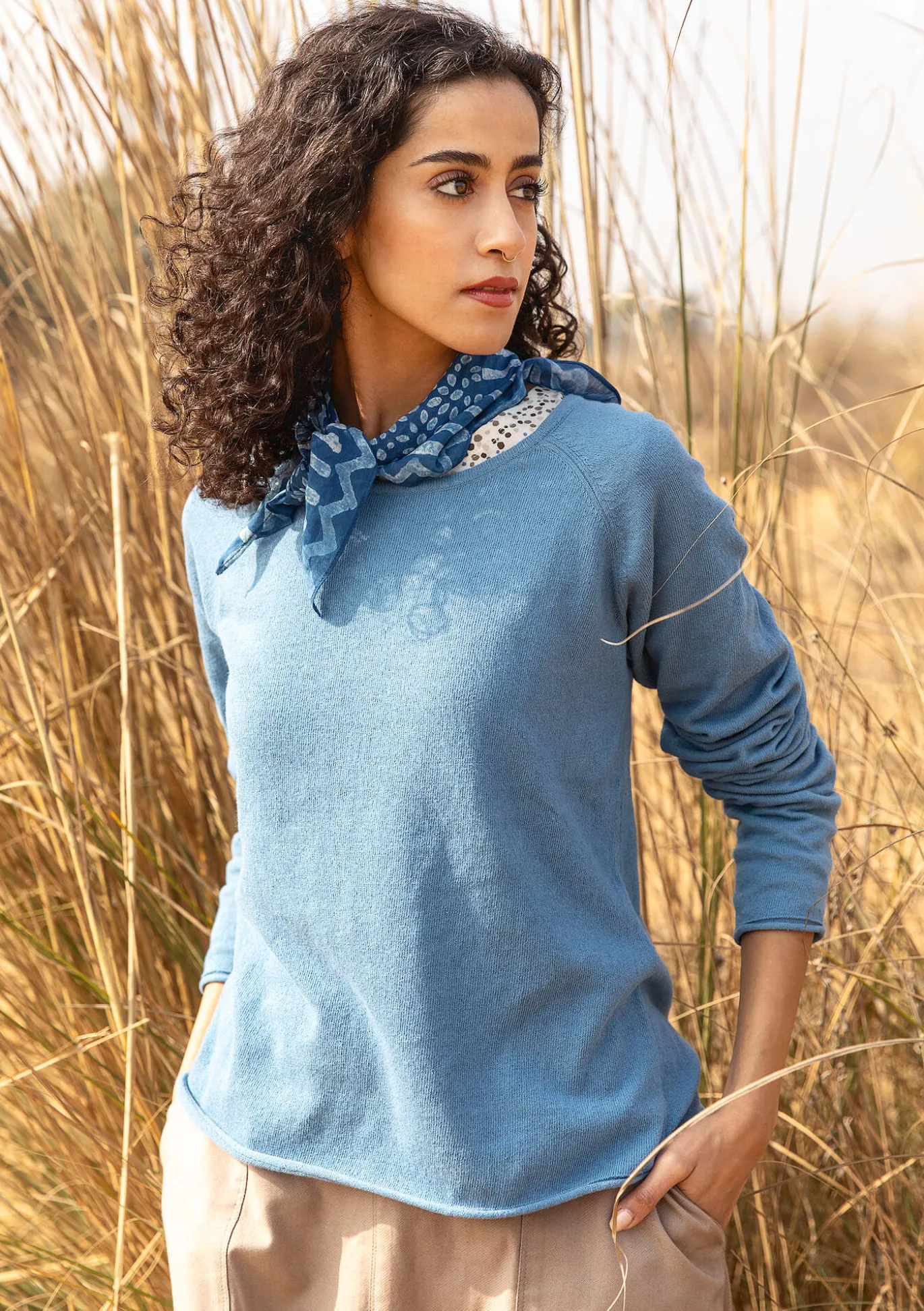 Strickpullover aus Bio-/Recycling-Baumwolle