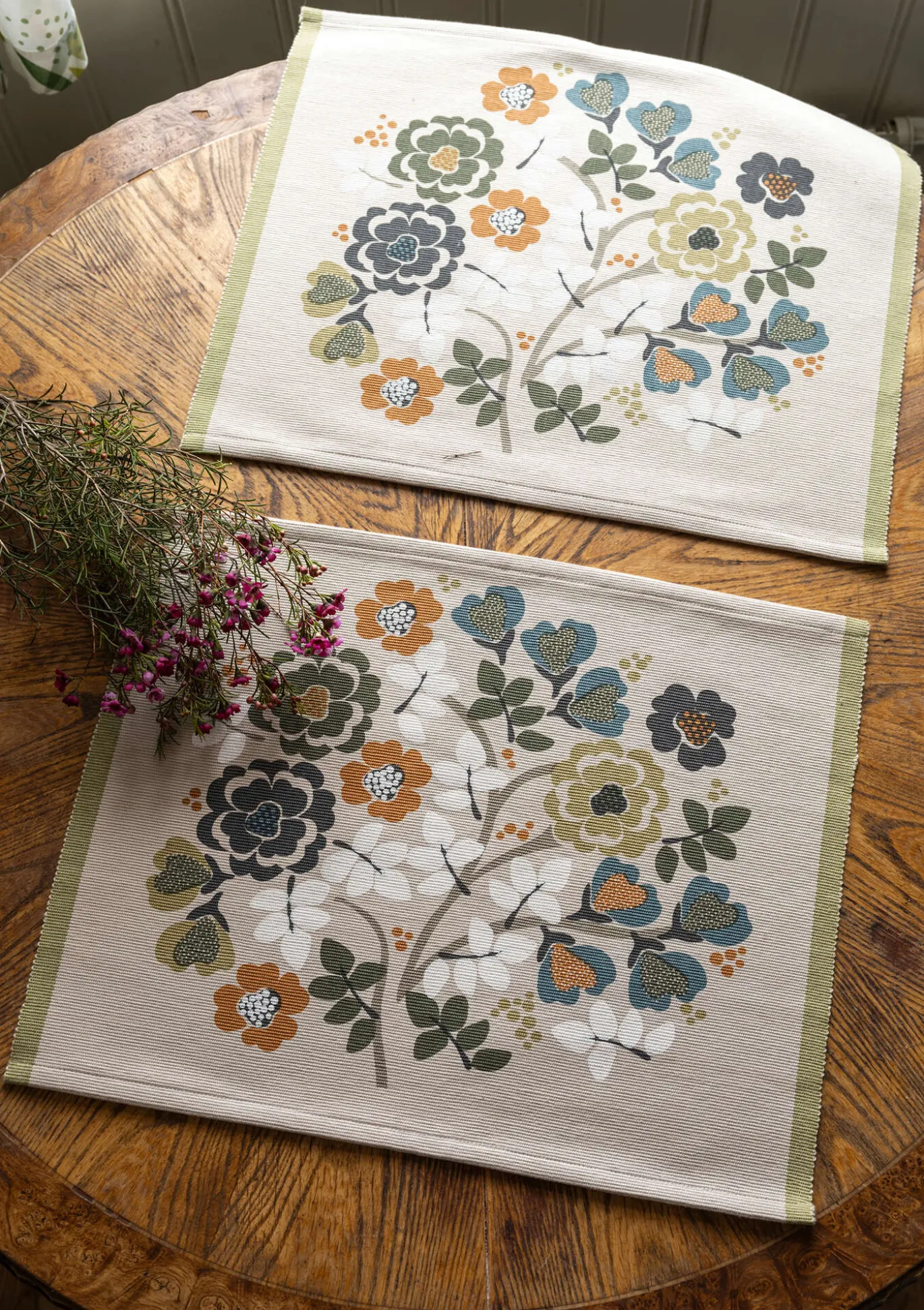Tischset „Wild rose“ aus Bio-Baumwolle